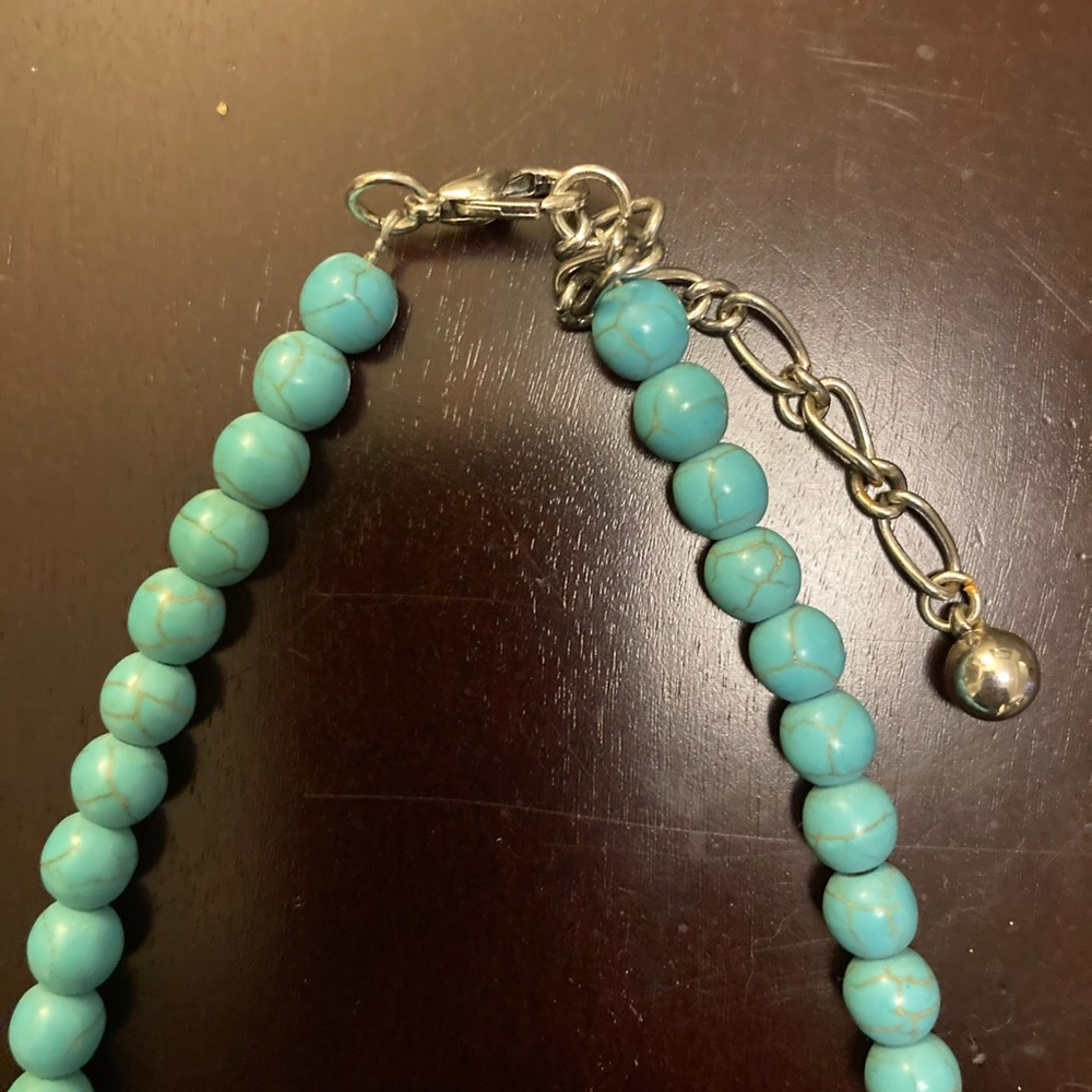 VINTAGE BOHO TURQUOISE & LARGE STONE NECKLACE ๐ง - Picture 5 of 7